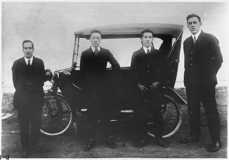Mr. Gorham (on the right) and tricar Mr. Gorham (on the right) and tricar